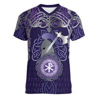 Vikings The Varangian Guard Women V-Neck T-Shirt Ancient Chi Rho Symbols