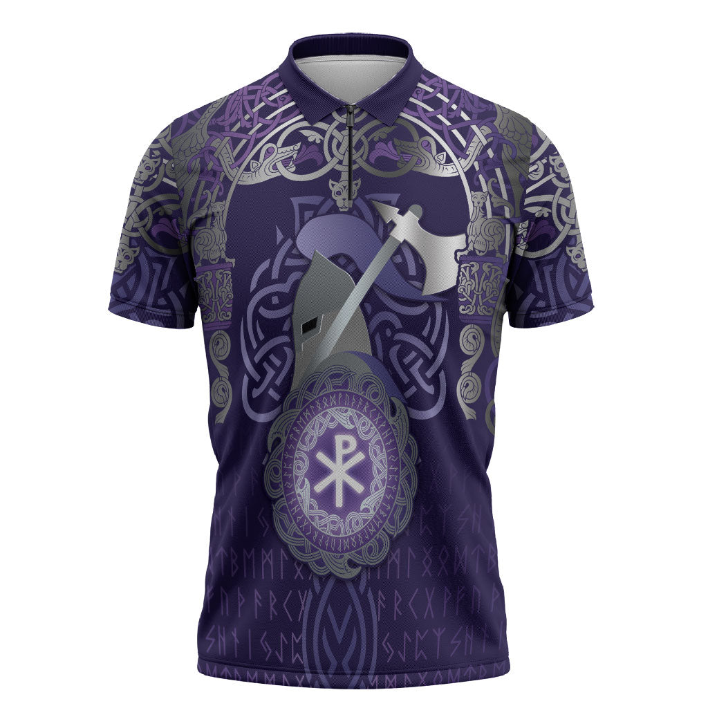 Vikings The Varangian Guard Zipper Polo Shirt Ancient Chi Rho Symbols