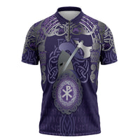 Vikings The Varangian Guard Zipper Polo Shirt Ancient Chi Rho Symbols