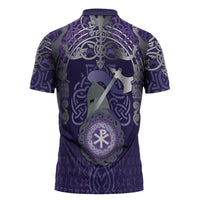 Vikings The Varangian Guard Zipper Polo Shirt Ancient Chi Rho Symbols