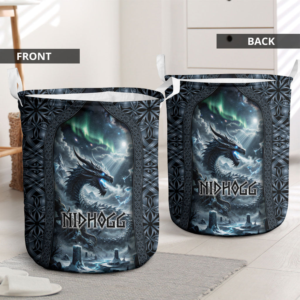 Dark Vikings Laundry Basket Norse Dragon Nidhogg