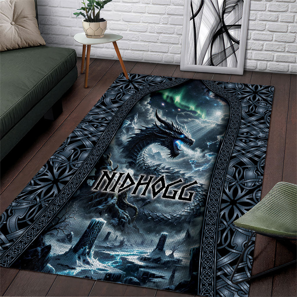 Dark Vikings Area Rug Norse Dragon Nidhogg