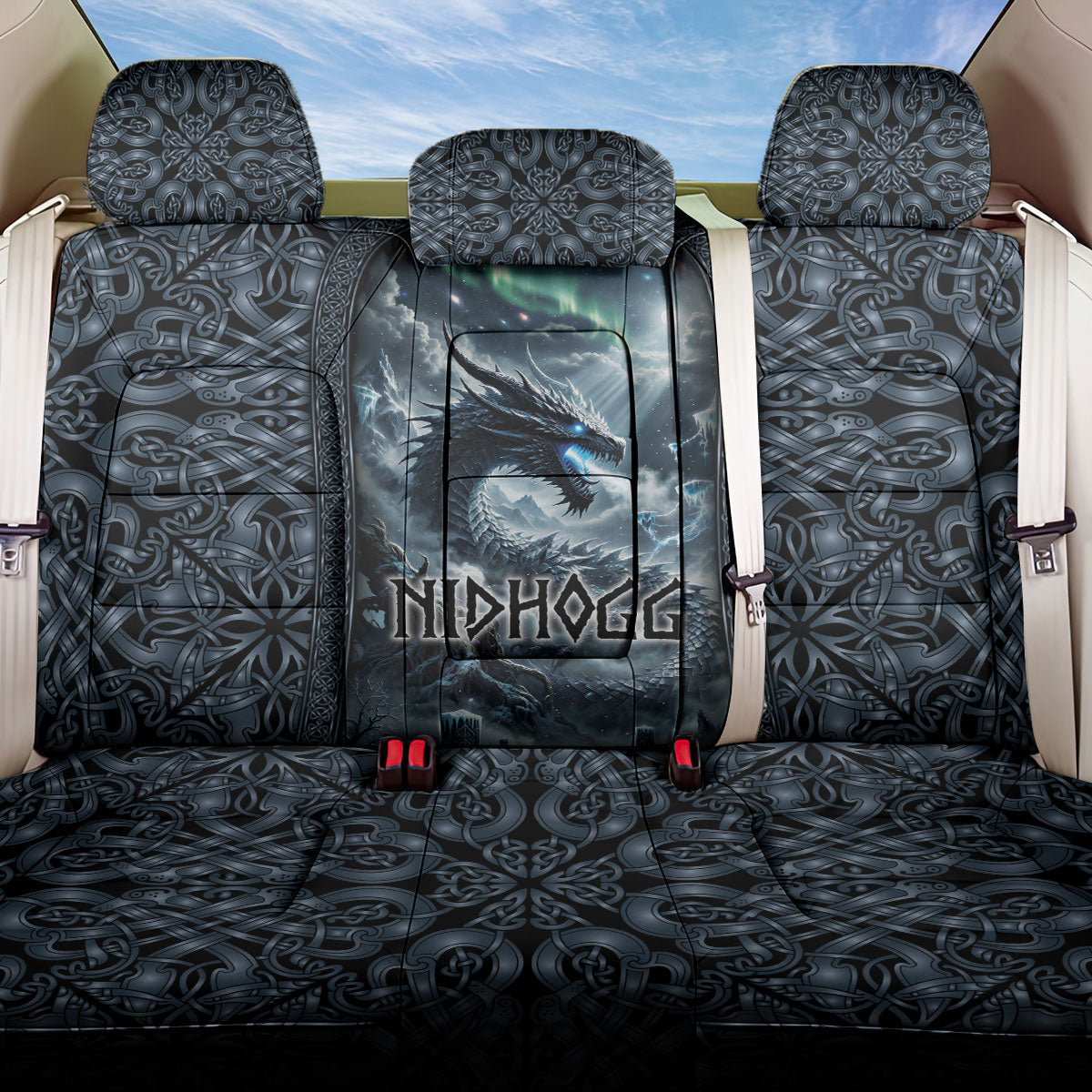 Dark Vikings Back Car Seat Cover Norse Dragon Nidhogg