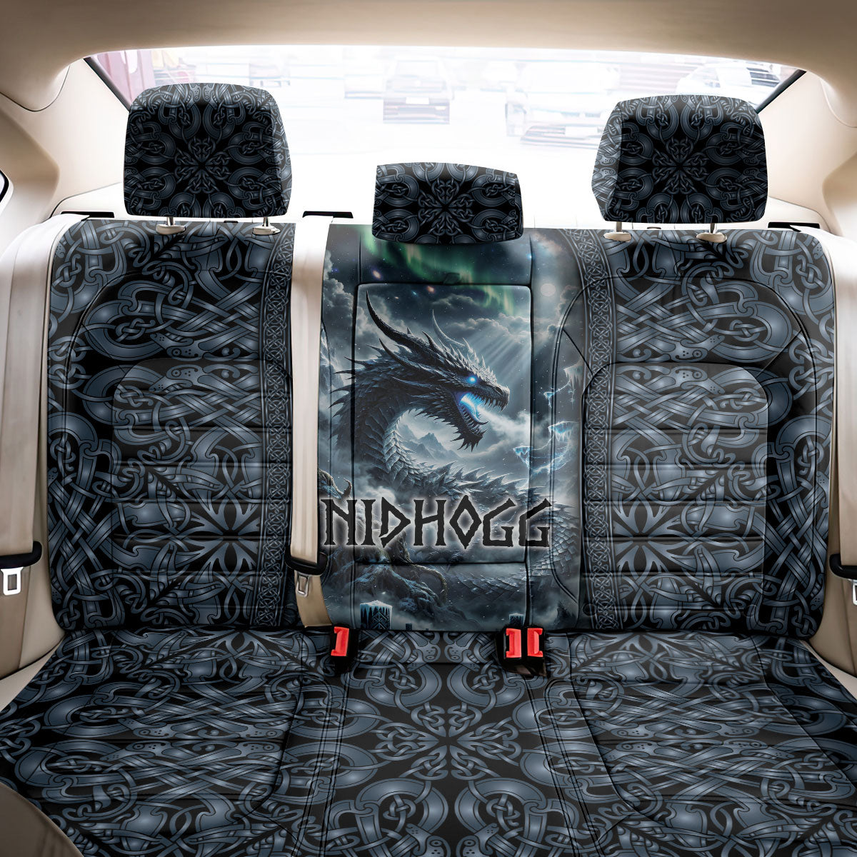 Dark Vikings Back Car Seat Cover Norse Dragon Nidhogg