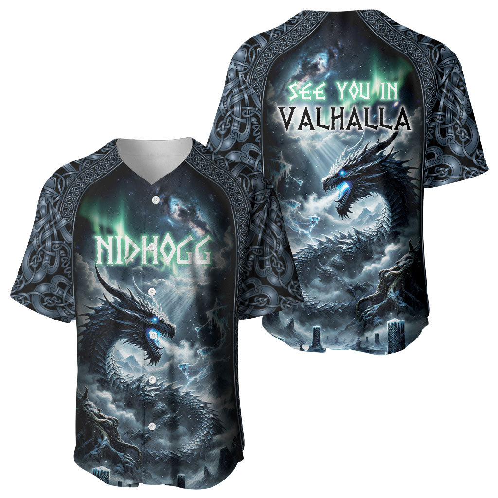Dark Vikings Baseball Jersey Norse Dragon Nidhogg
