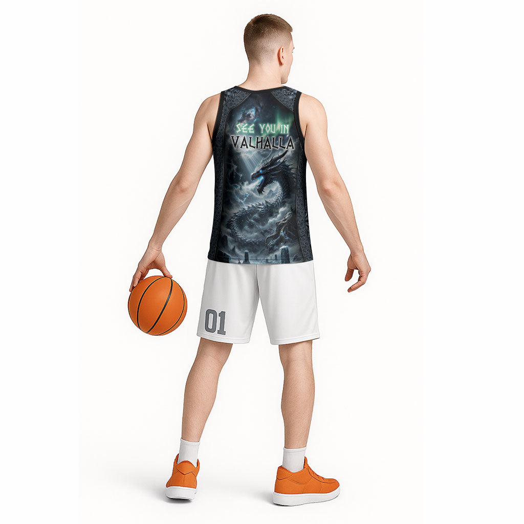 Dark Vikings Basketball Jersey Norse Dragon Nidhogg