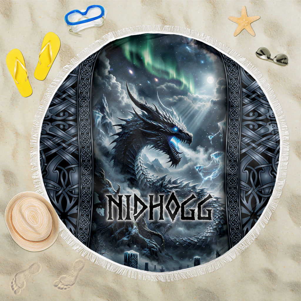 Dark Vikings Beach Blanket Norse Dragon Nidhogg