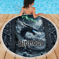 Dark Vikings Beach Blanket Norse Dragon Nidhogg