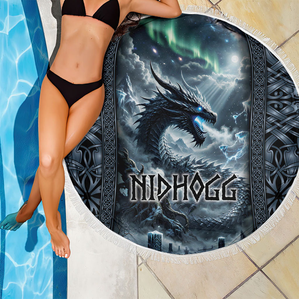 Dark Vikings Beach Blanket Norse Dragon Nidhogg