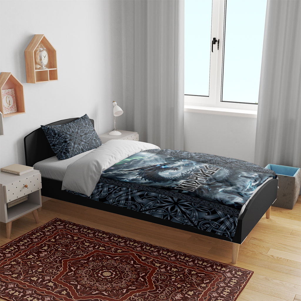 Dark Vikings Bedding Set Norse Dragon Nidhogg