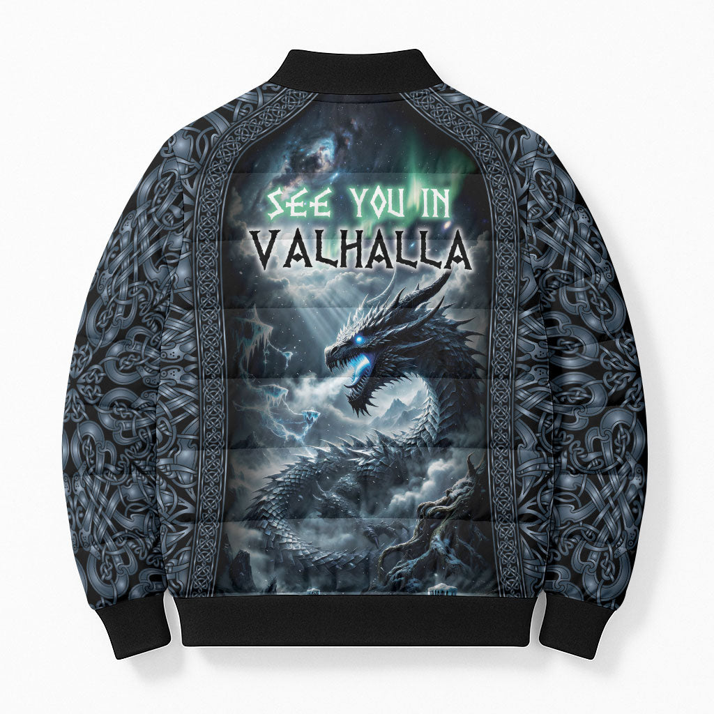 Dark Vikings Bomber Puffer Jacket Norse Dragon Nidhogg