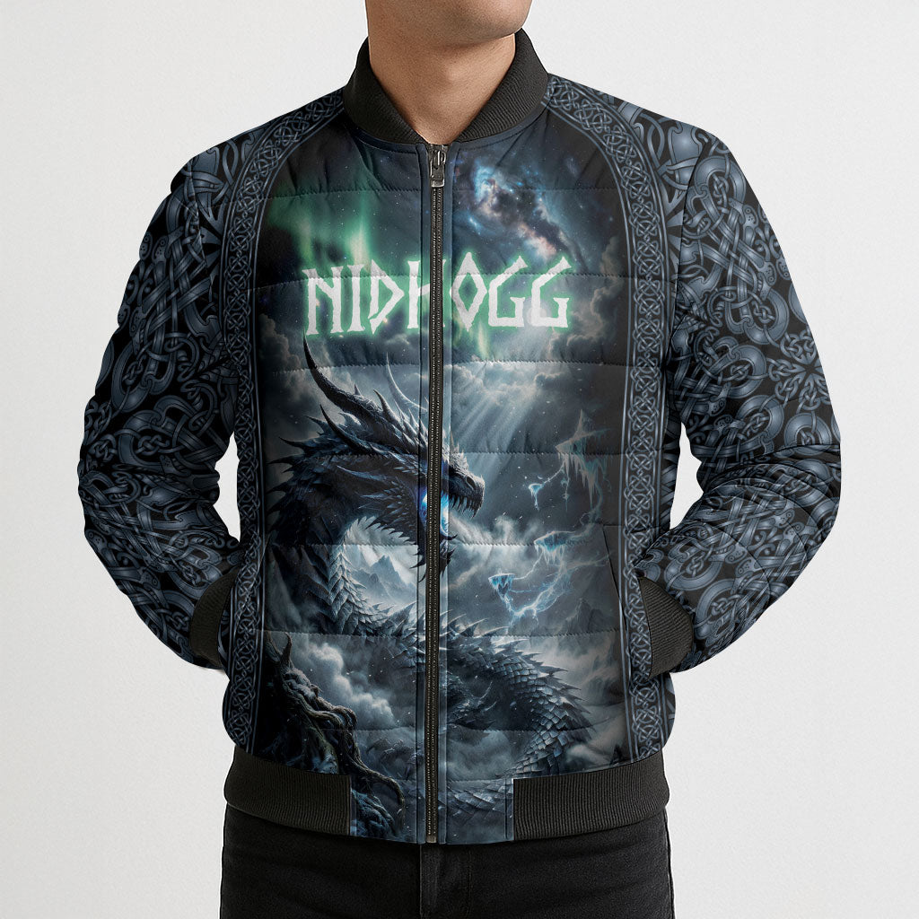 Dark Vikings Bomber Puffer Jacket Norse Dragon Nidhogg