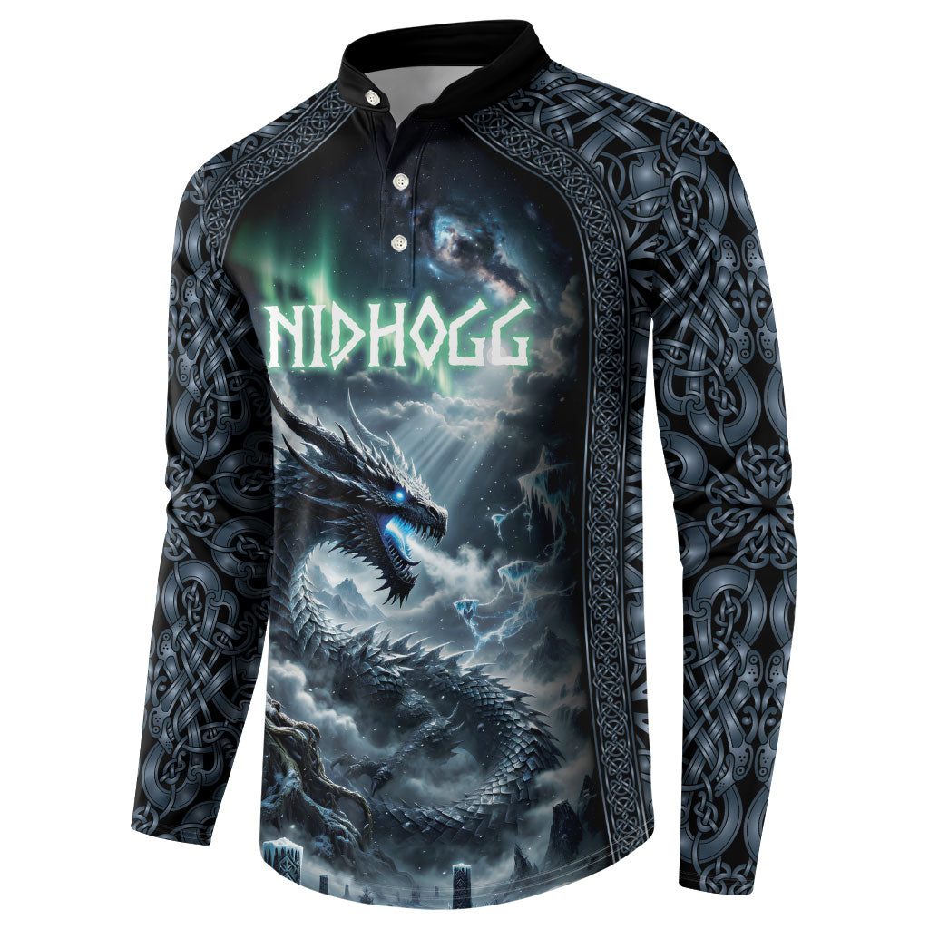 Dark Vikings Button Sweatshirt Norse Dragon Nidhogg