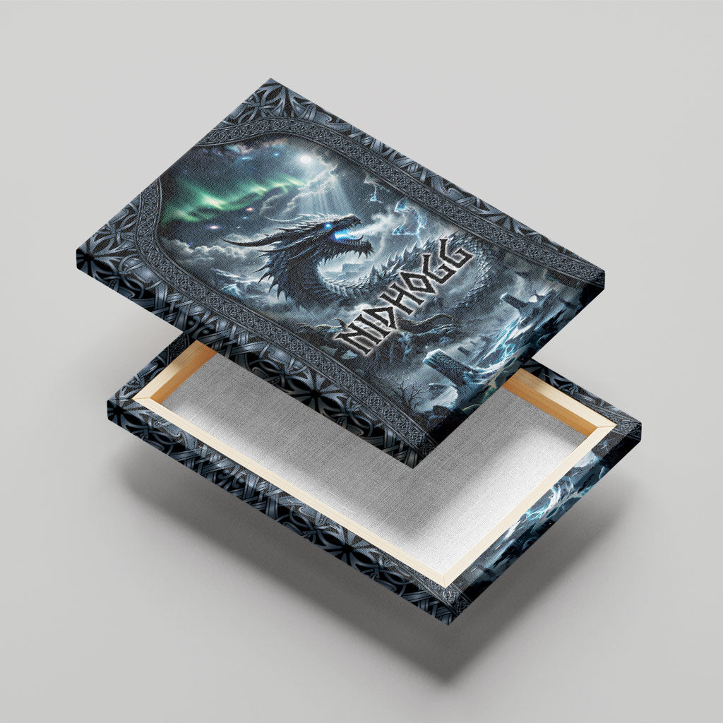 Dark Vikings Canvas Wall Art Norse Dragon Nidhogg