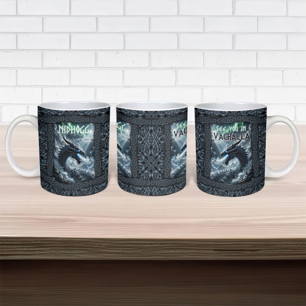 Dark Vikings Ceramic Mug Norse Dragon Nidhogg