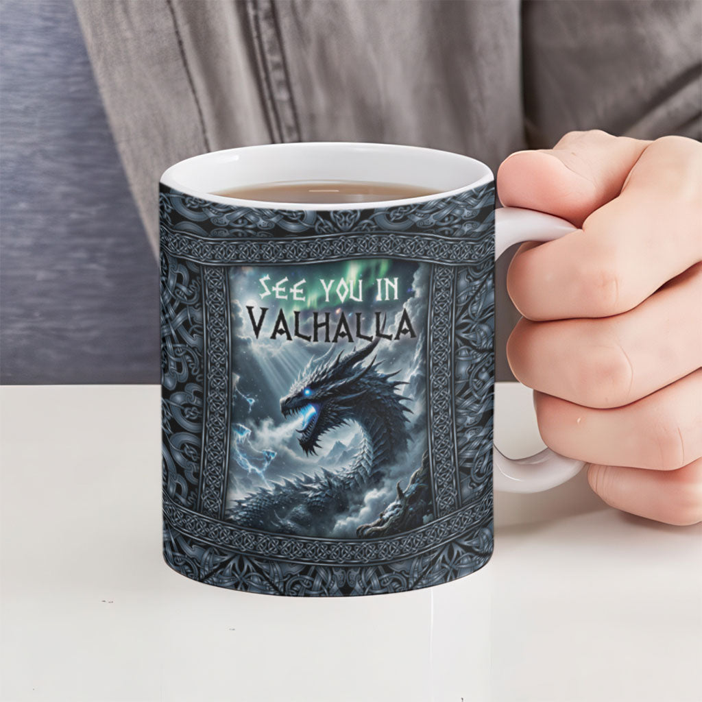 Dark Vikings Ceramic Mug Norse Dragon Nidhogg