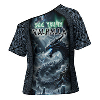 Dark Vikings Cross Shoulder Shirt Norse Dragon Nidhogg