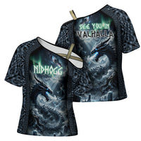 Dark Vikings Cross Shoulder Shirt Norse Dragon Nidhogg