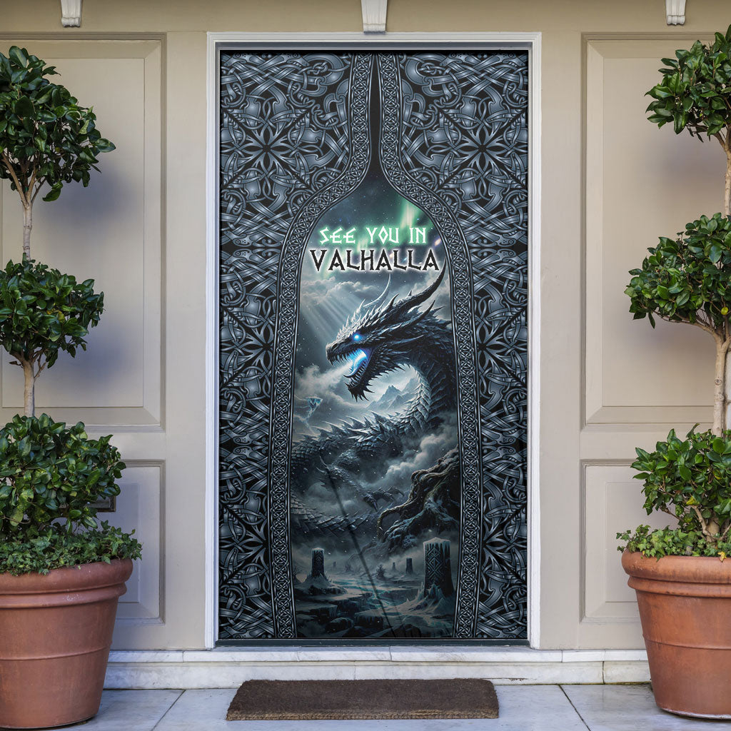 Dark Vikings Door Cover Norse Dragon Nidhogg