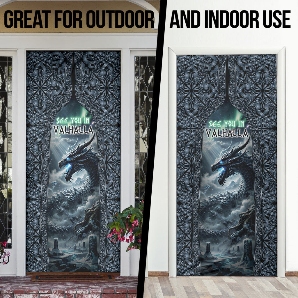 Dark Vikings Door Cover Norse Dragon Nidhogg