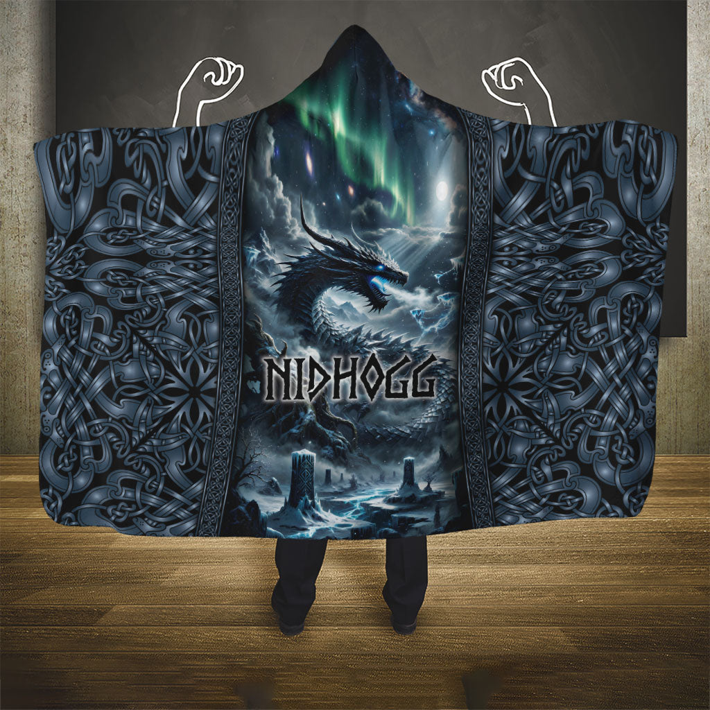 Dark Vikings Hooded Blanket Norse Dragon Nidhogg