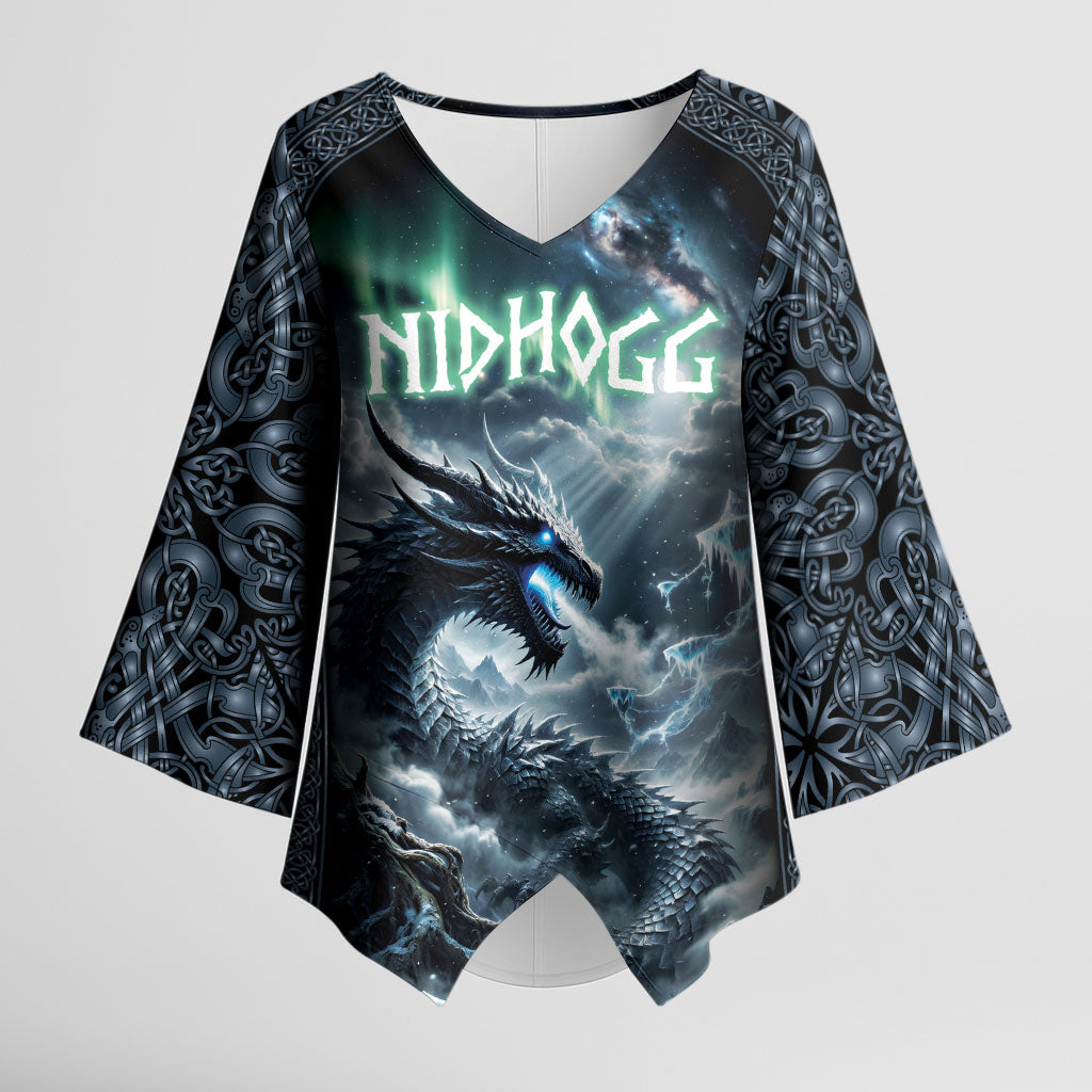 Dark Vikings Kimono Sleeve Blouse Norse Dragon Nidhogg
