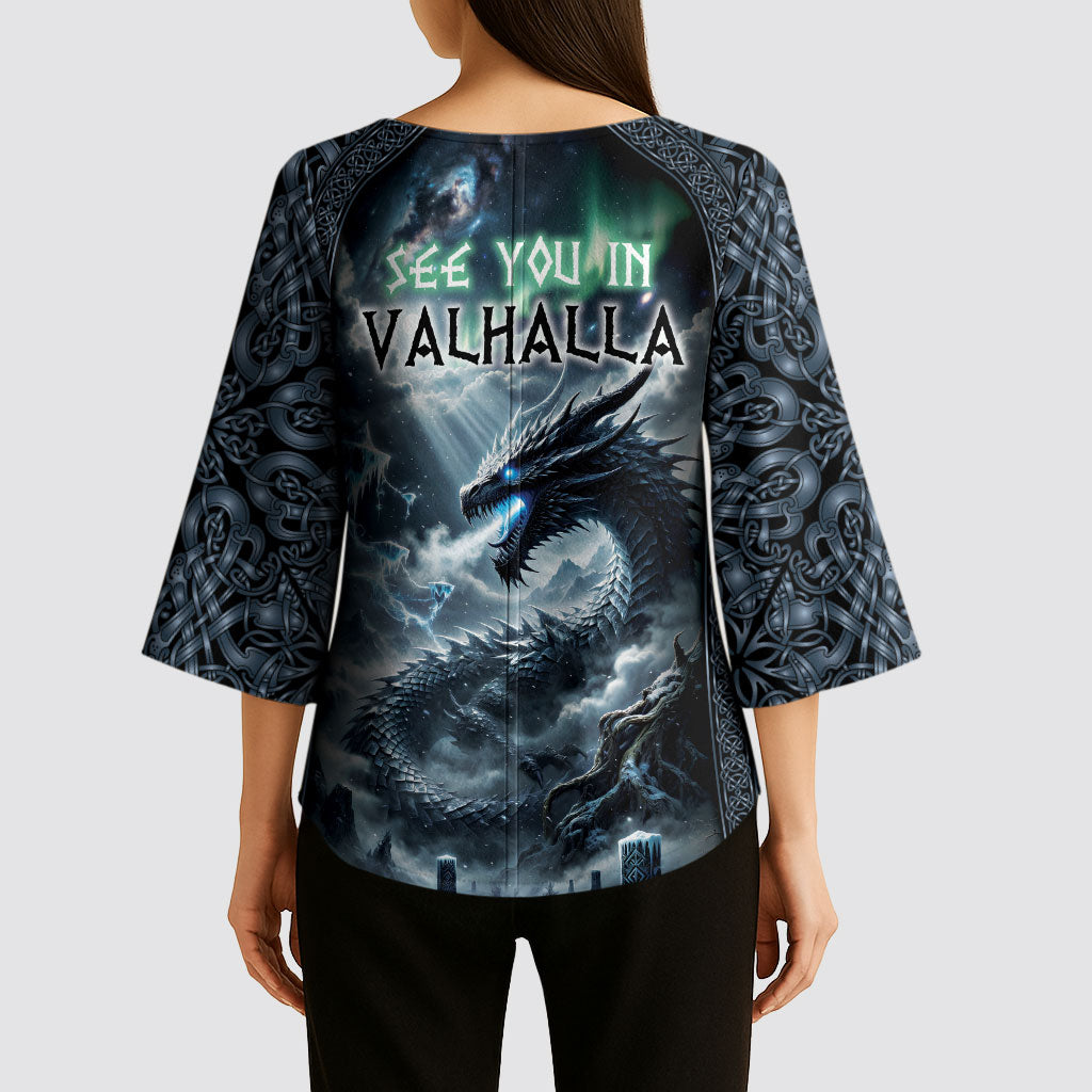 Dark Vikings Kimono Sleeve Blouse Norse Dragon Nidhogg