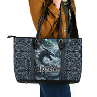 Dark Vikings Leather Tote Bag Norse Dragon Nidhogg