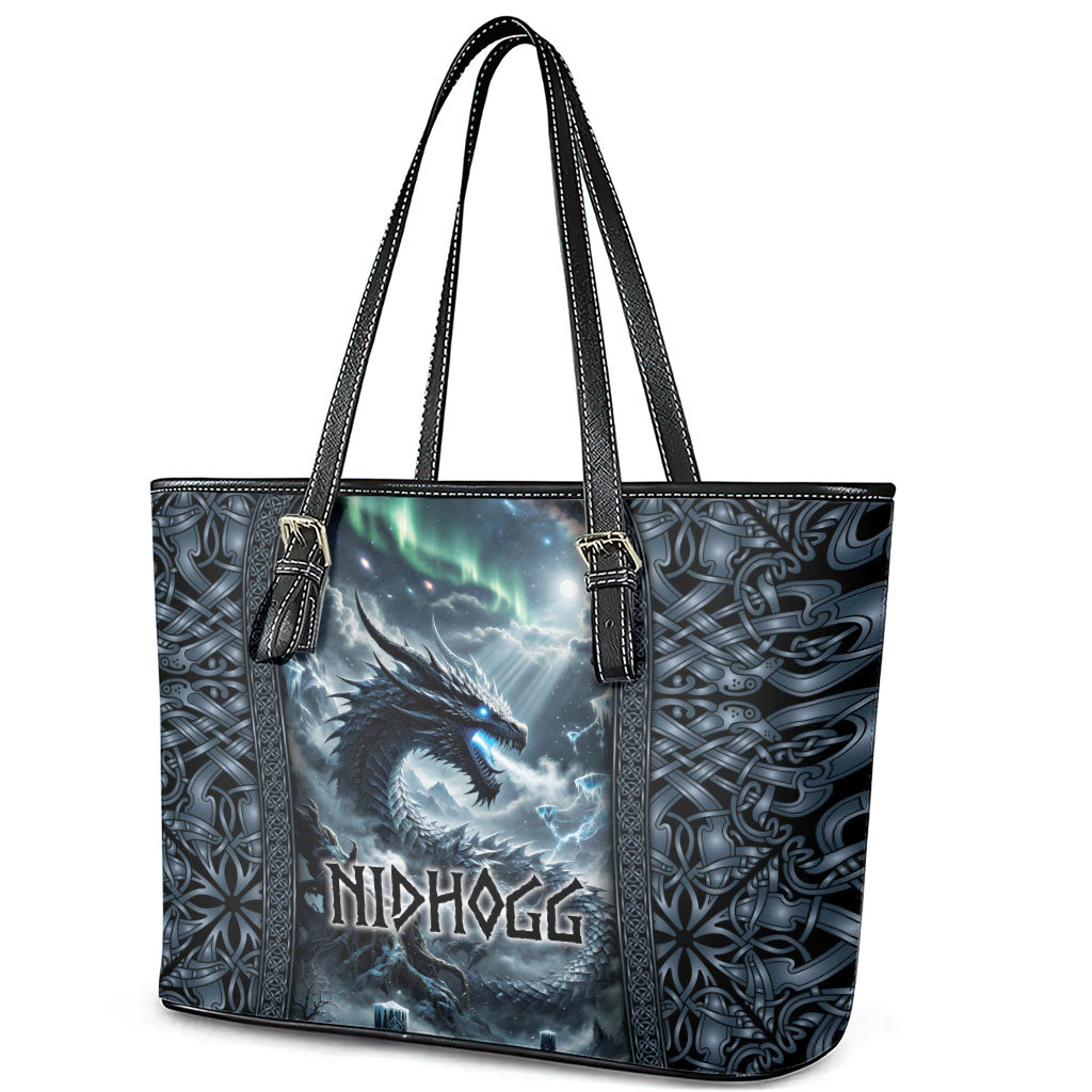 Dark Vikings Leather Tote Bag Norse Dragon Nidhogg