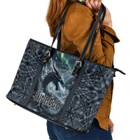 Dark Vikings Leather Tote Bag Norse Dragon Nidhogg