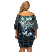 Dark Vikings Off Shoulder Short Dress Norse Dragon Nidhogg