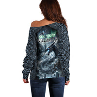 Dark Vikings Off Shoulder Sweater Norse Dragon Nidhogg