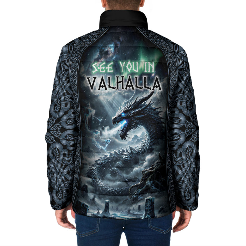 Dark Vikings Padded Jacket Norse Dragon Nidhogg