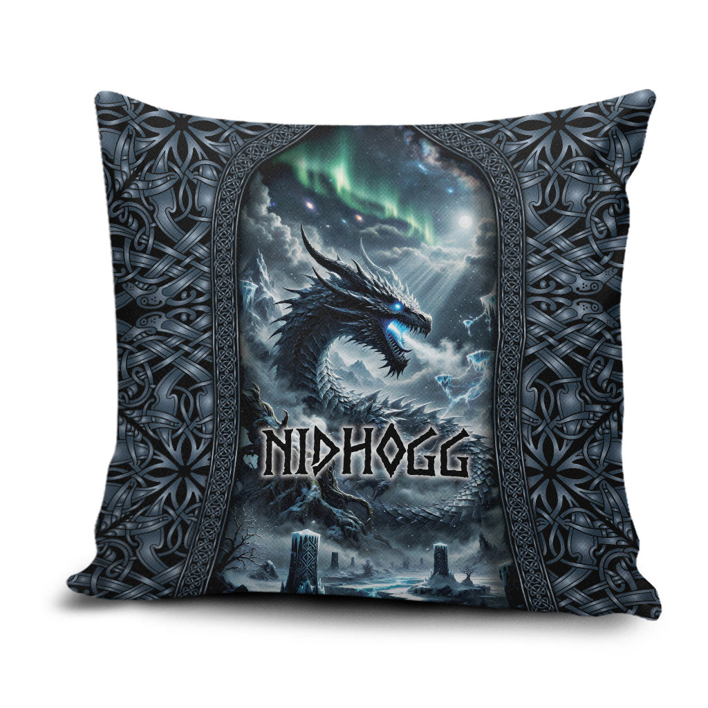 Dark Vikings Pillow Cover Norse Dragon Nidhogg