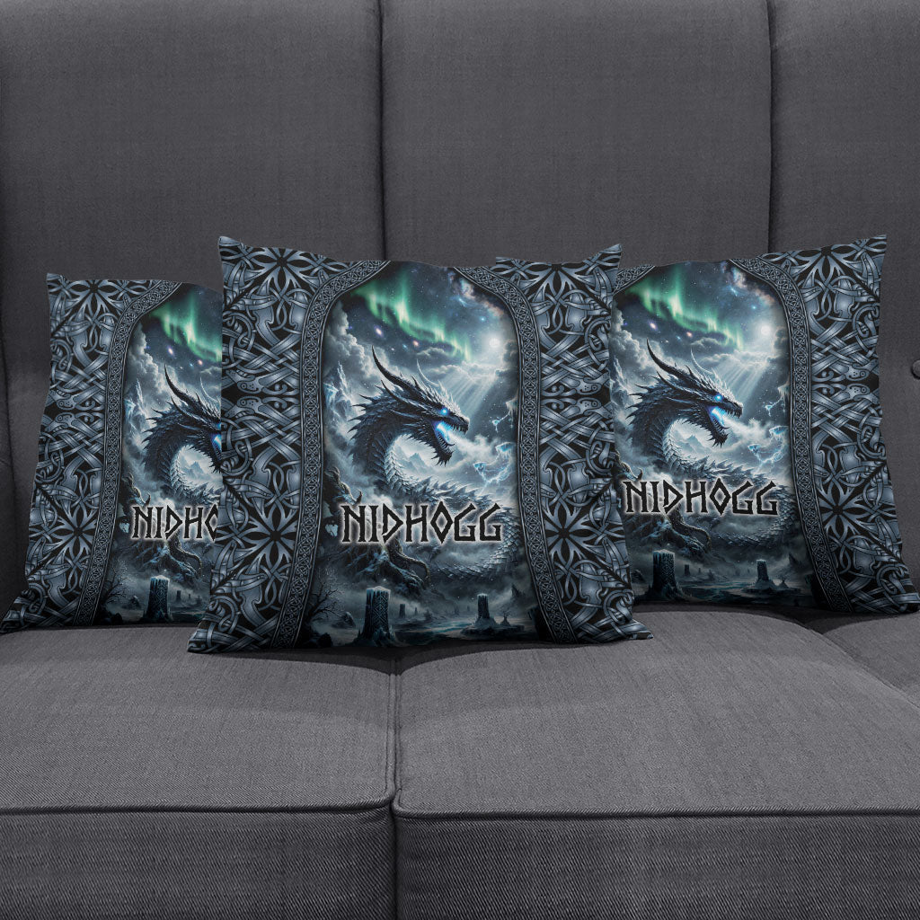 Dark Vikings Pillow Cover Norse Dragon Nidhogg