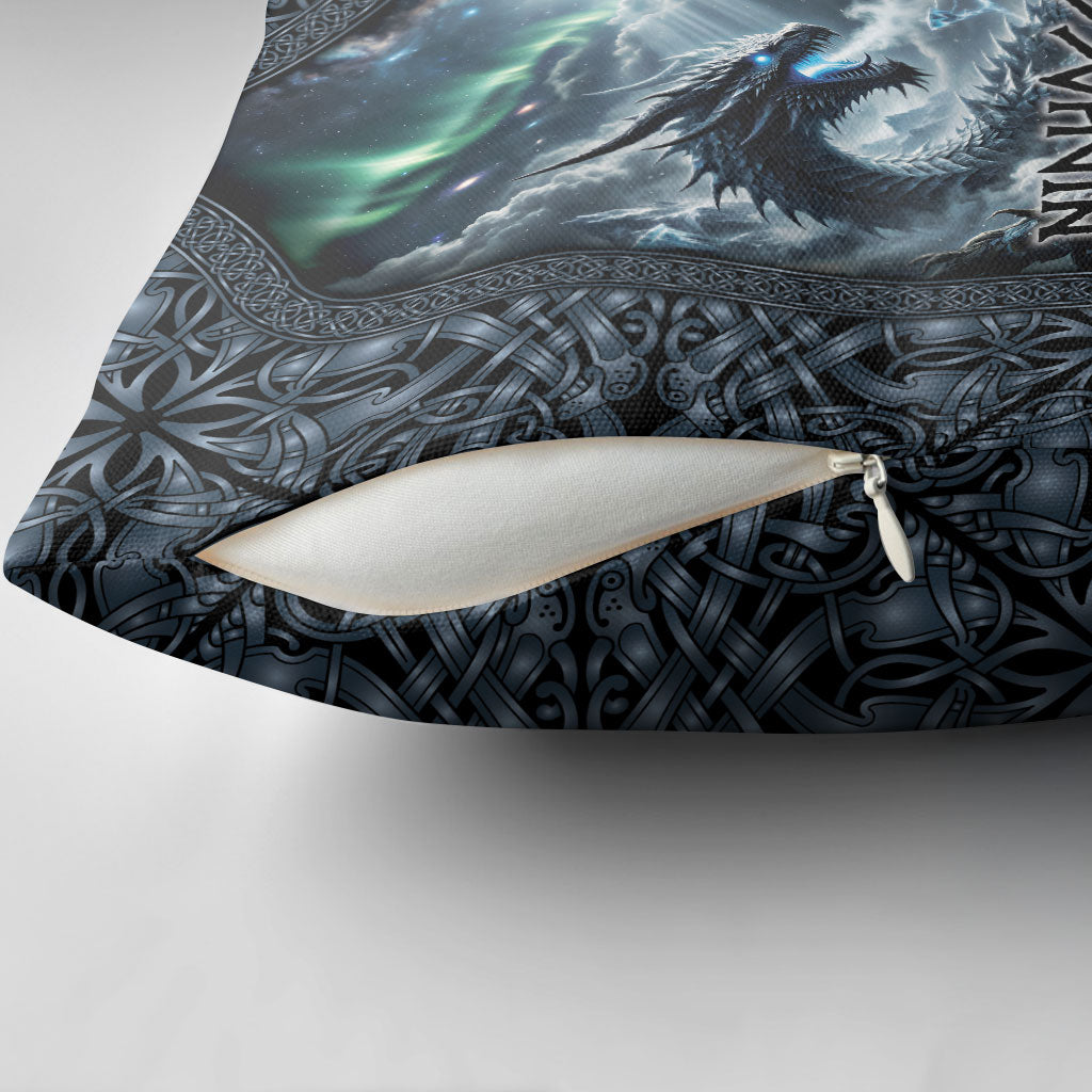 Dark Vikings Pillow Cover Norse Dragon Nidhogg