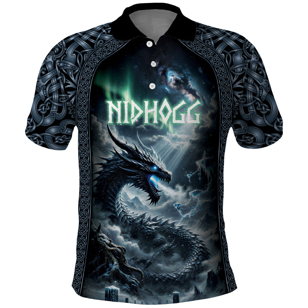 Dark Vikings Polo Shirt Norse Dragon Nidhogg