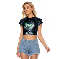 Dark Vikings Raglan Cropped T Shirt Norse Dragon Nidhogg