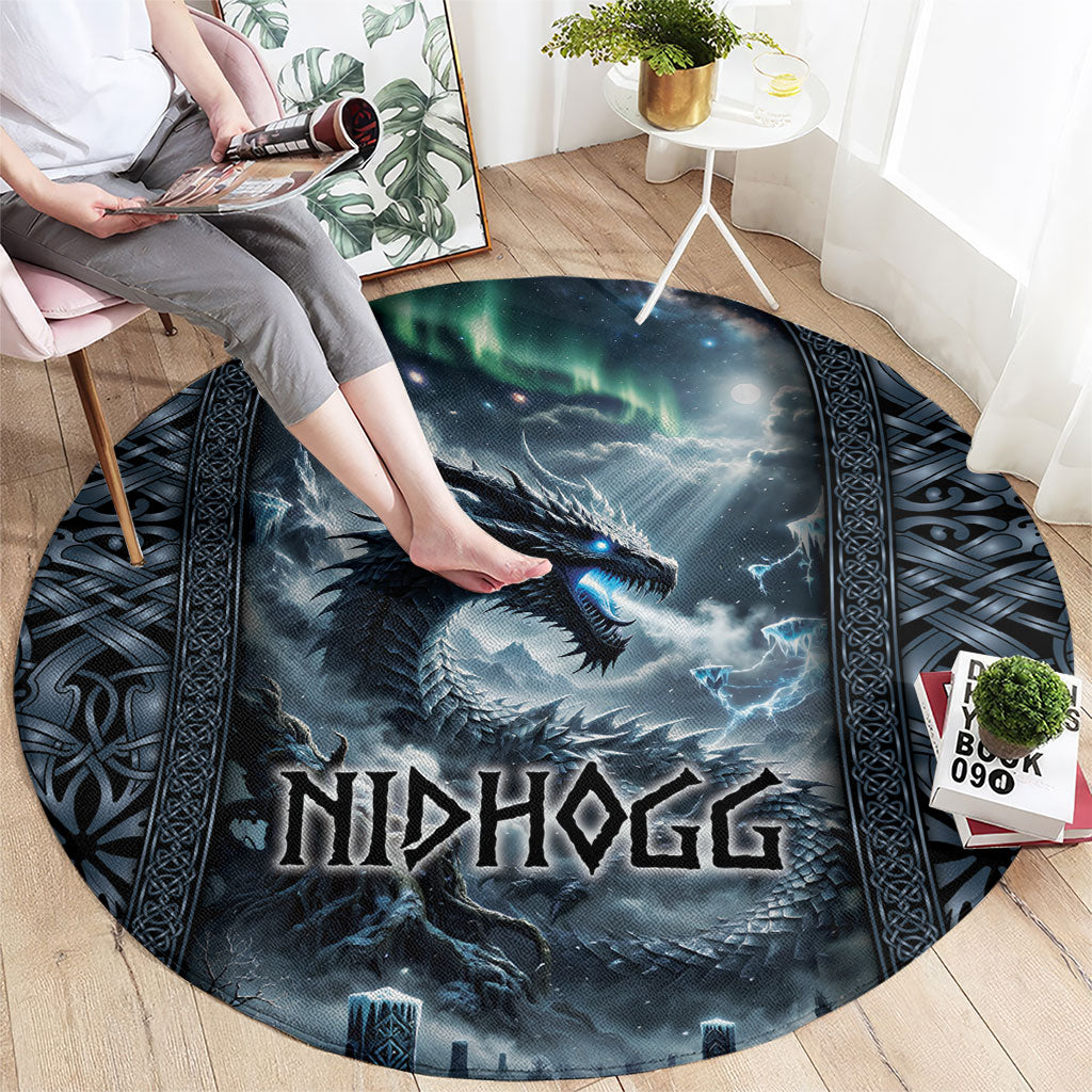 Dark Vikings Round Carpet Norse Dragon Nidhogg
