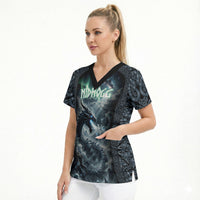 Dark Vikings Scrub Top Norse Dragon Nidhogg