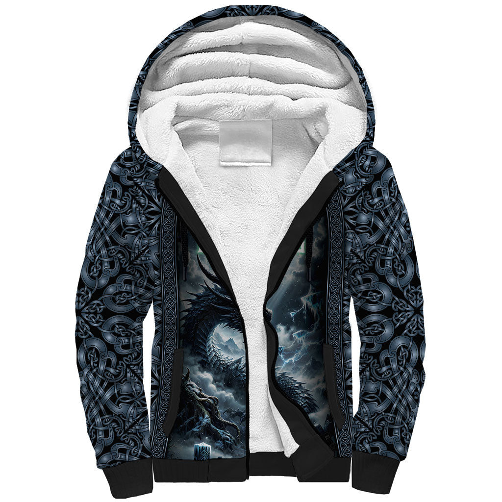 Dark Vikings Sherpa Hoodie Norse Dragon Nidhogg
