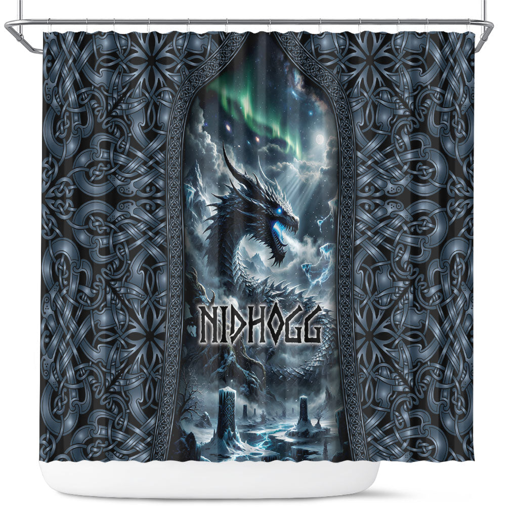 Dark Vikings Shower Curtain Norse Dragon Nidhogg