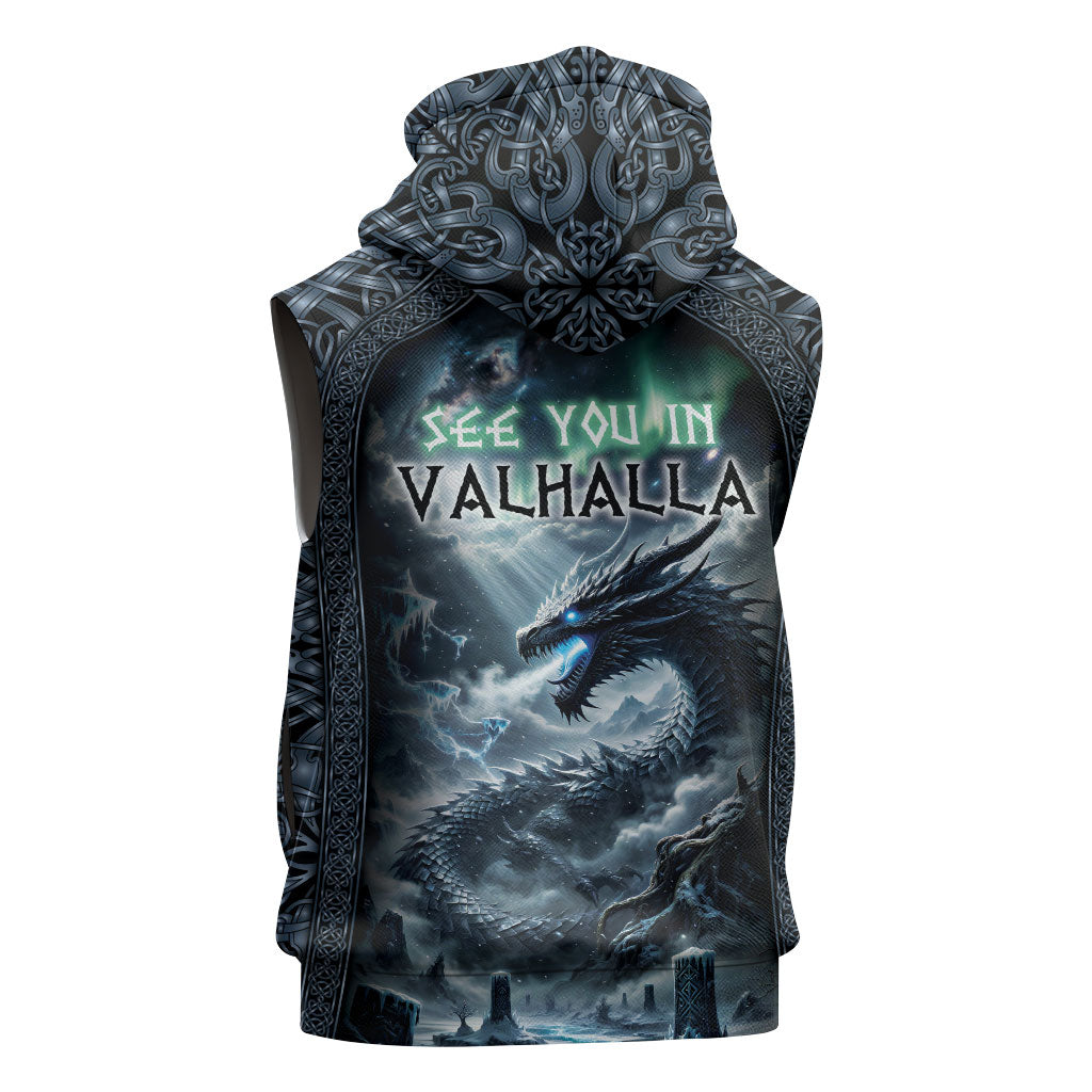 Dark Vikings Sleeveless Hoodie Norse Dragon Nidhogg