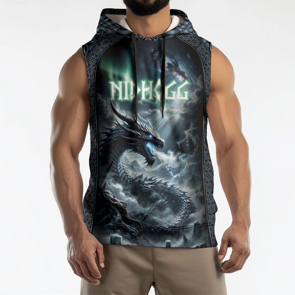 Dark Vikings Sleeveless Hoodie Norse Dragon Nidhogg