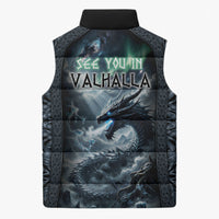 Dark Vikings Sleeveless Puffer Jacket Norse Dragon Nidhogg