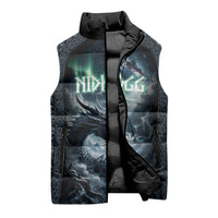 Dark Vikings Sleeveless Puffer Jacket Norse Dragon Nidhogg