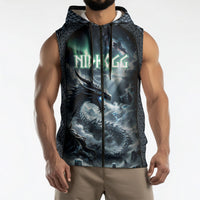 Dark Vikings Sleeveless Zip Hoodie Norse Dragon Nidhogg