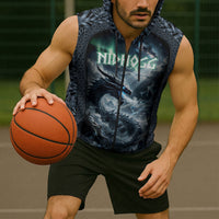 Dark Vikings Sleeveless Zip Hoodie Norse Dragon Nidhogg