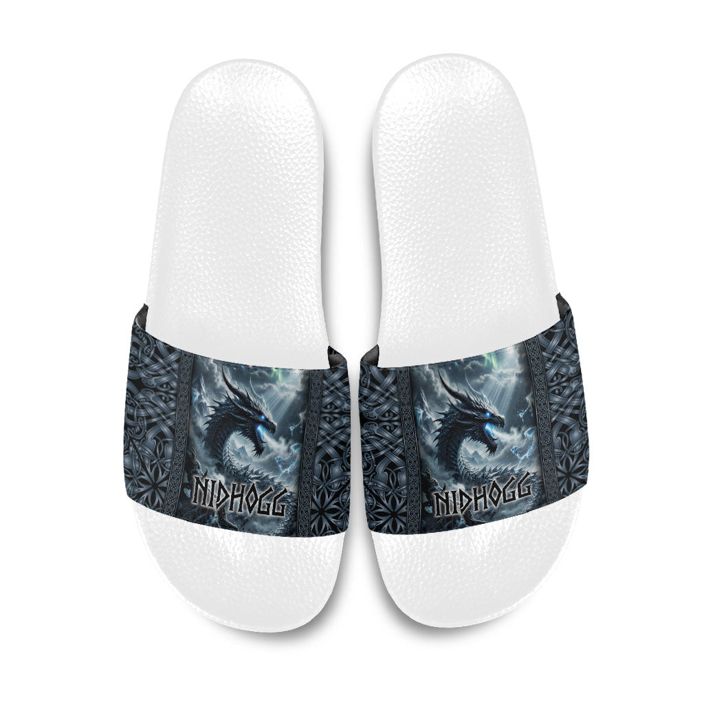 Dark Vikings Slide Sandals Norse Dragon Nidhogg
