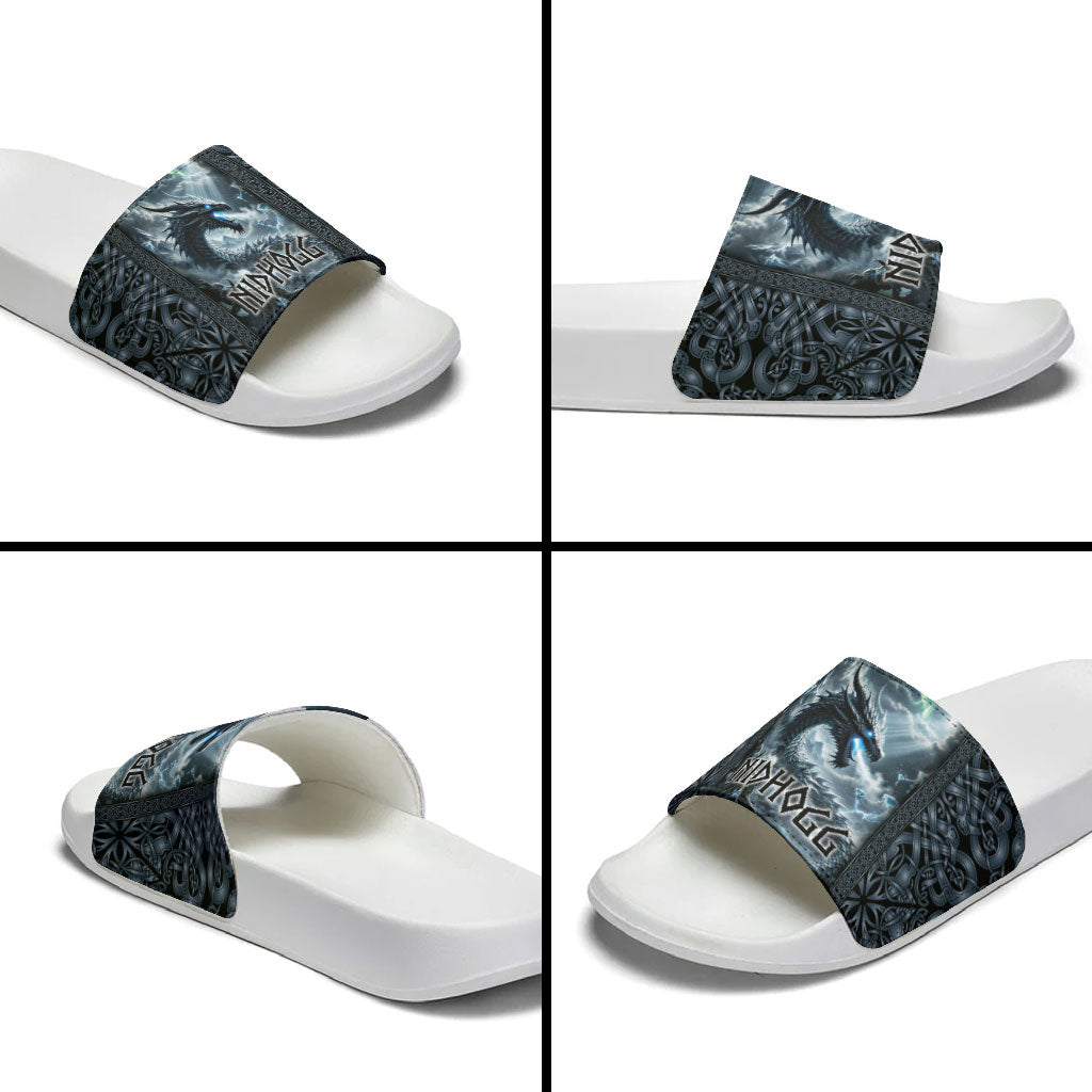 Dark Vikings Slide Sandals Norse Dragon Nidhogg